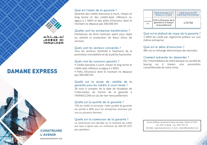 Première page de Damane Express — Fiche produit Tamwilcom